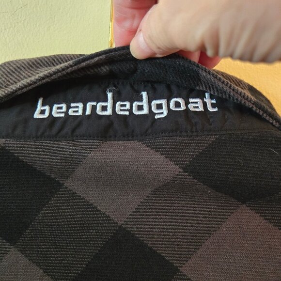 Beardedgoat Ozark Utility Flannel Shirt Plaid Dark Gray & Black Size XL - Picture 9 of 10